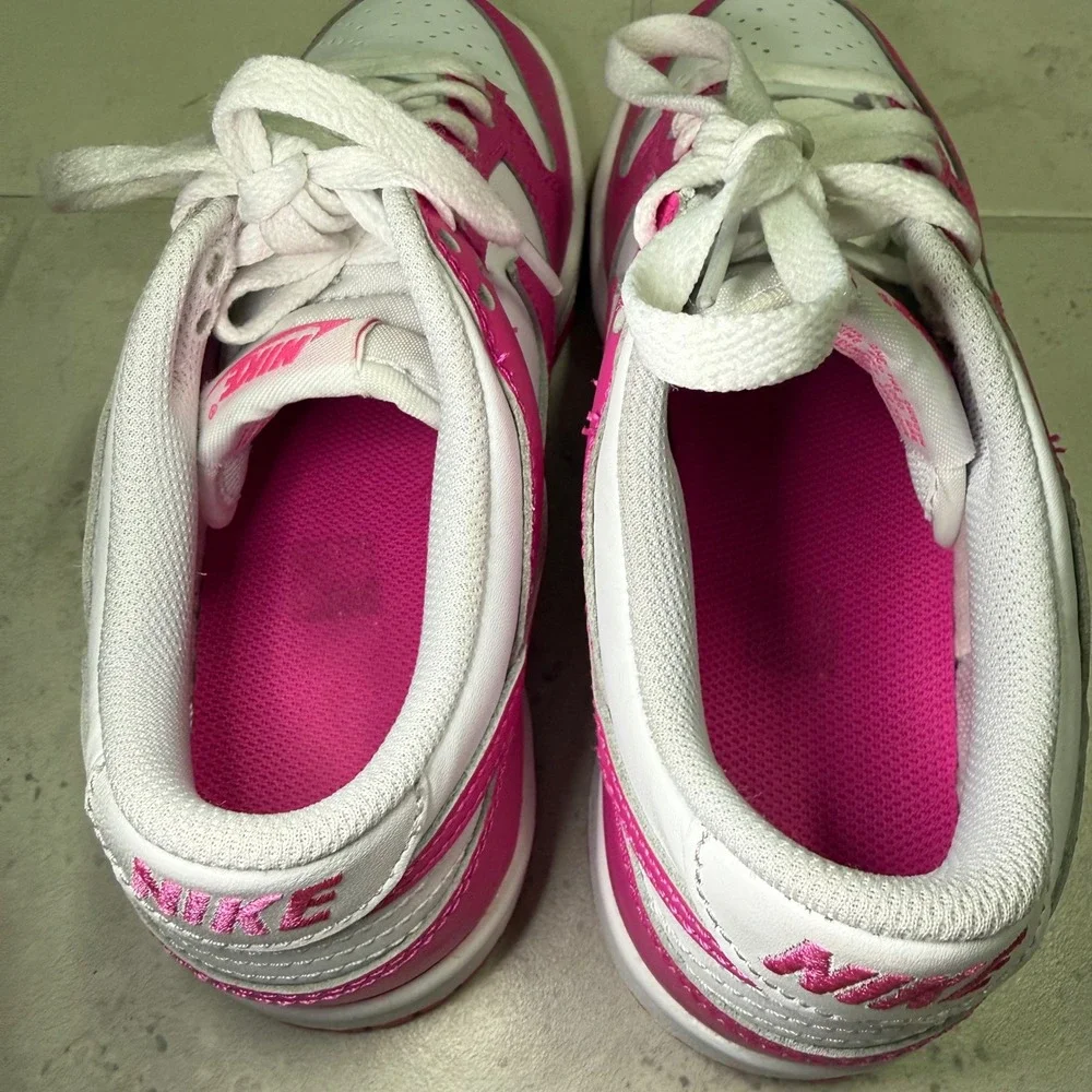 Nike Dunk Low GS Active Fuchsia White Pink Sneakers FB9109-102‎ Kids Size 4Y